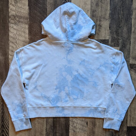 Frankies Bikinis Burl Sweatshirt Cotton Fleece Hoodie Blue Tie Dye - Picture 3 of 7